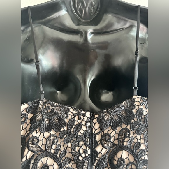 Express Black Floral Lace Overlay Mini Dress – Size 8 – Nude Lining Date Night - Picture 6 of 9